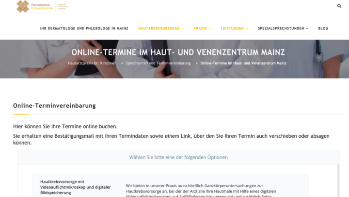 Online-Terminvereinbarung für Hautarzttermine in Mainz