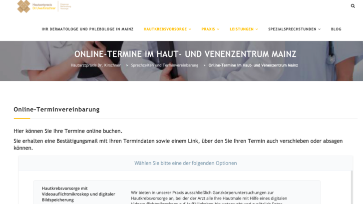 Online-Terminvereinbarung für Hautarzttermine in Mainz