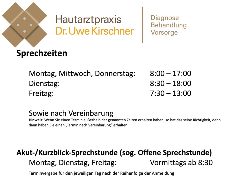 Sprechzeiten Hautarzt Mainz